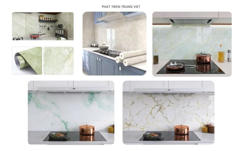 Mẫu giấy dán mặt bàn bếp chống nước, dễ vệ sinh